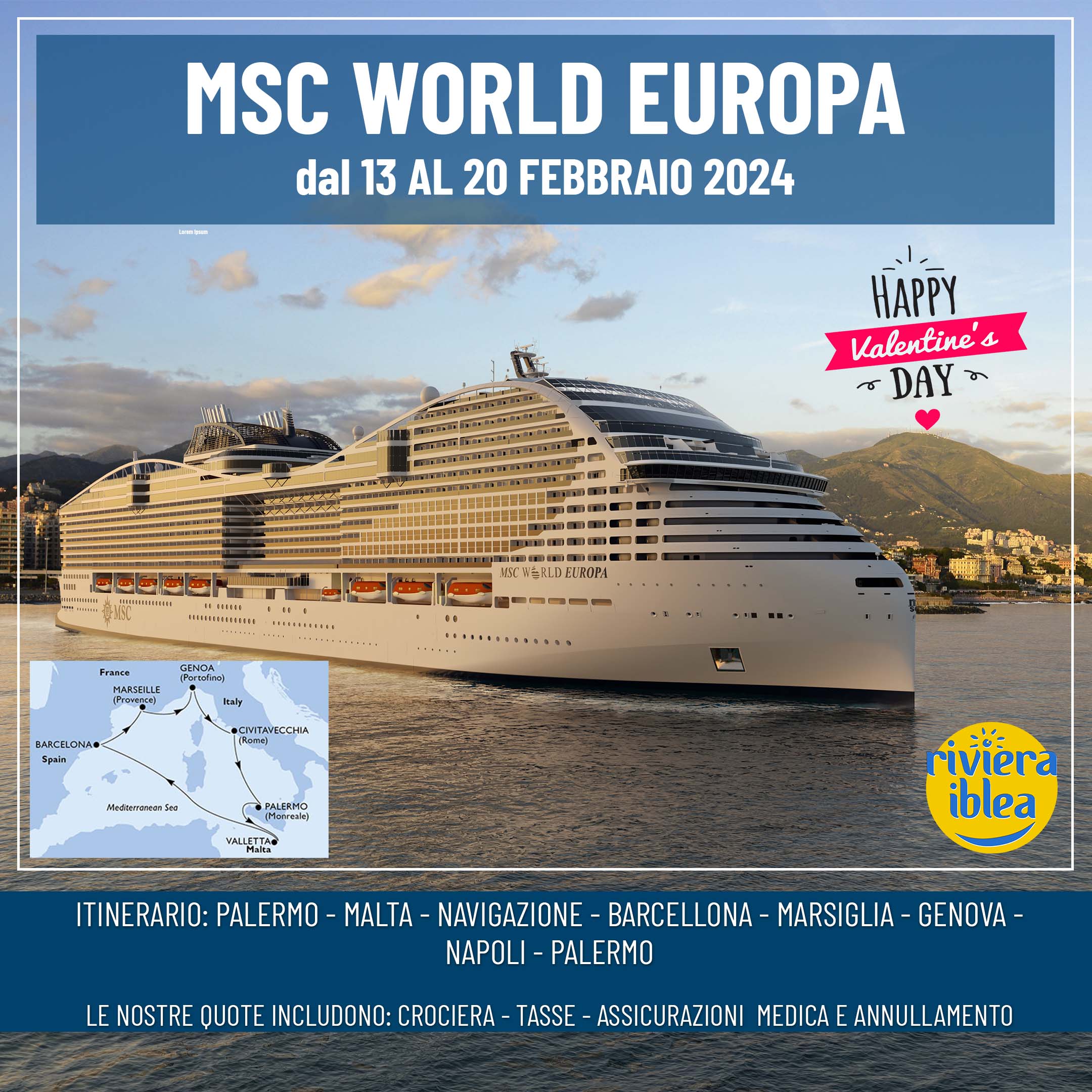 Msc World Europa dal 13 al 20 febbraio